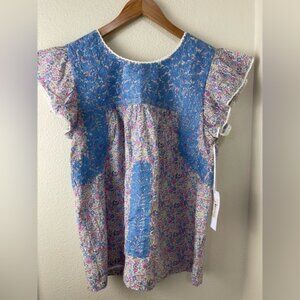 J. Marie Women’s Medium Floral Flutter Sleeve The Layla Top NWT